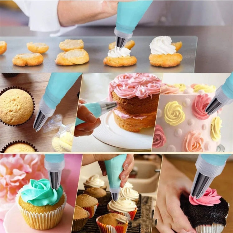 15 In 1 Silicone Icing Piping Cream Pastry Bag Stainless Steel Cake Nozzle Set, 15pcs /Set