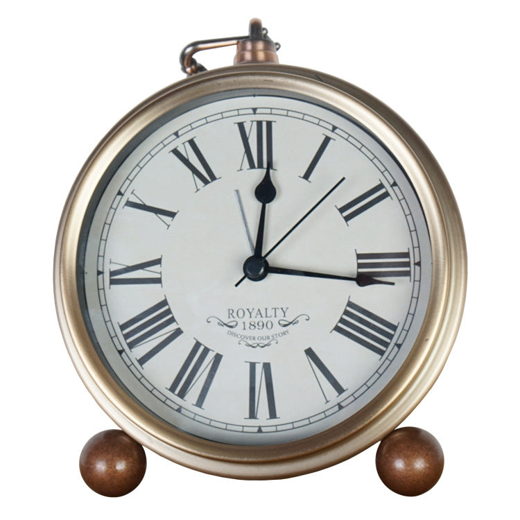 Retro Iron Alarm Clock Simple Desktop Quartz Clock, Roman Number, Arab Number, Dark Red, Light Blue, Milk White, Black