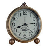 Retro Iron Alarm Clock Simple Desktop Quartz Clock, Roman Number, Arab Number, Dark Red, Light Blue, Milk White, Black