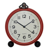 Retro Iron Alarm Clock Simple Desktop Quartz Clock, Roman Number, Arab Number, Dark Red, Light Blue, Milk White, Black