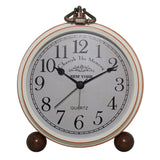 Retro Iron Alarm Clock Simple Desktop Quartz Clock, Roman Number, Arab Number, Dark Red, Light Blue, Milk White, Black