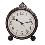 Retro Iron Alarm Clock Simple Desktop Quartz Clock, Roman Number, Arab Number, Dark Red, Light Blue, Milk White, Black