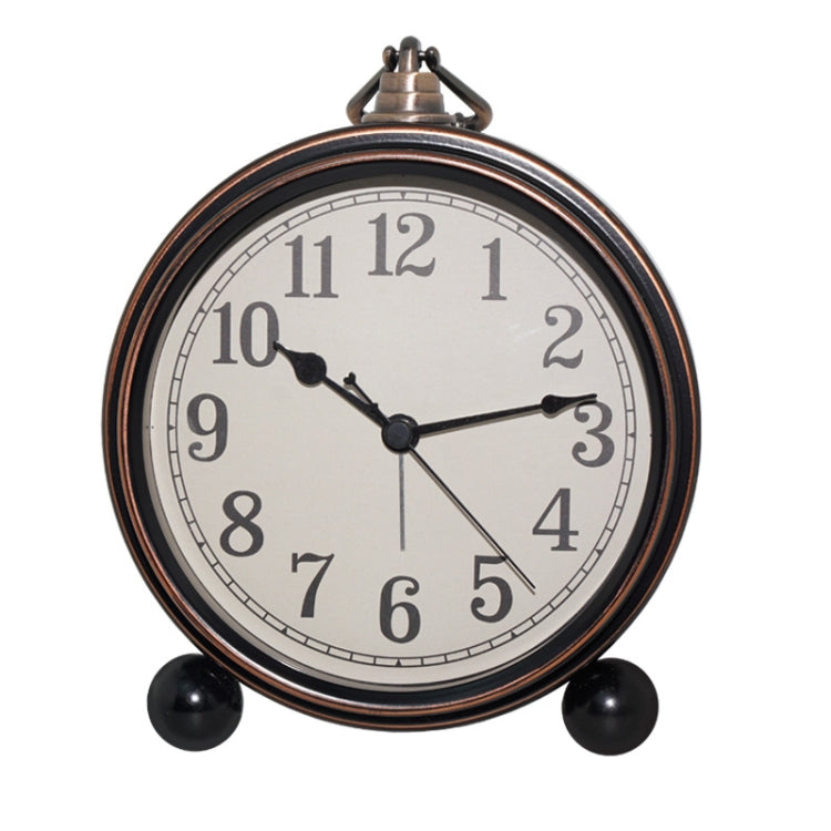 Retro Iron Alarm Clock Simple Desktop Quartz Clock, Roman Number, Arab Number, Dark Red, Light Blue, Milk White, Black