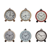 Retro Iron Alarm Clock Simple Desktop Quartz Clock, Roman Number, Arab Number, Dark Red, Light Blue, Milk White, Black