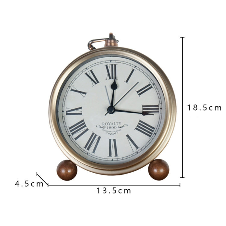 Retro Iron Alarm Clock Simple Desktop Quartz Clock, Roman Number, Arab Number, Dark Red, Light Blue, Milk White, Black