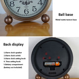 Retro Iron Alarm Clock Simple Desktop Quartz Clock, Roman Number, Arab Number, Dark Red, Light Blue, Milk White, Black