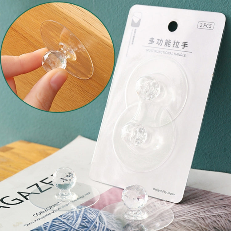 2pcs /Pack Invisible Cabinet Drawer Suction Cup Sticky Handle Acrylic Self-Adhesive Closet Glass Handle