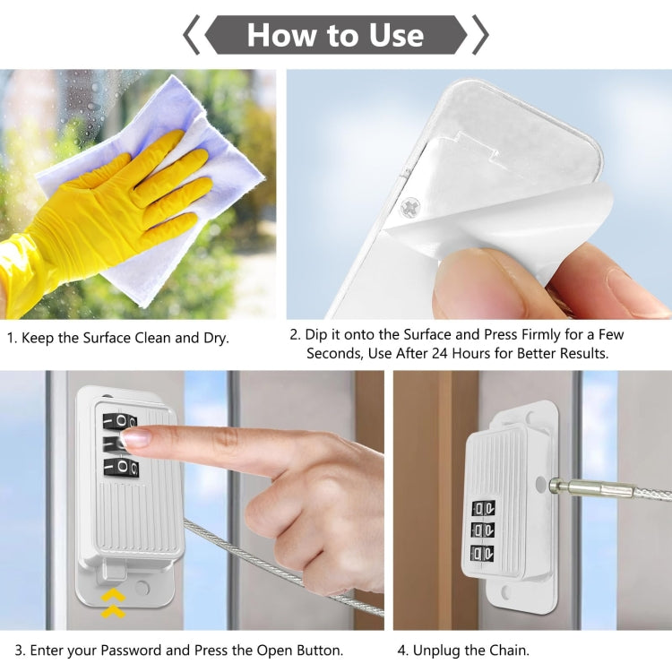 Children Window Safety Lock Limited Positioning Password Refrigerator Lock, 3-digit Password