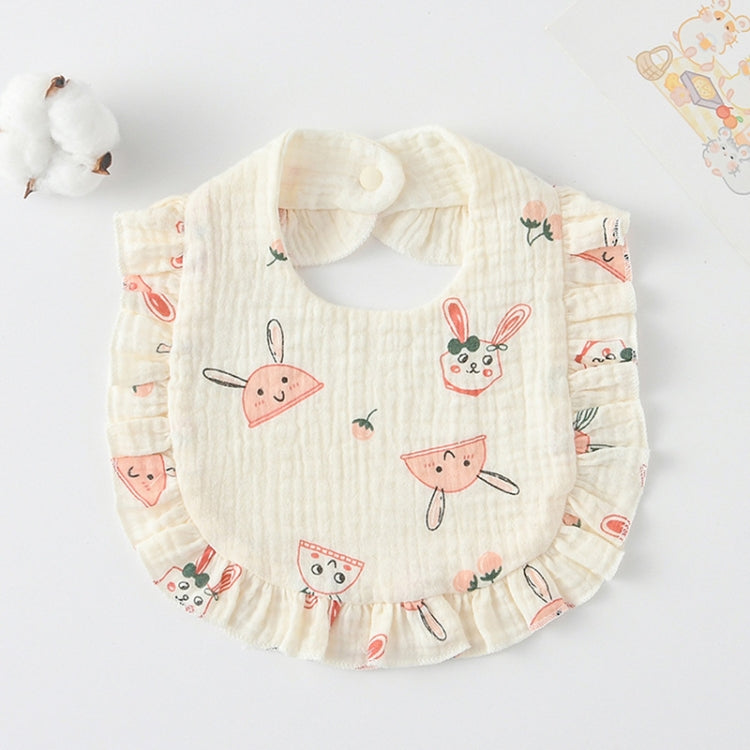Baby Feeding Bib Ruffle Infants Saliva Towel Soft Cotton Burp Cloth, Yellow Lemon, Rabbit, Yellow Orange, Peach Heart, Mushroom Rabbit, Leaf Fruit, Little Pink Rabbit, Love, Dutch Flower, Floral, Pink Rose, Squirrel, Rainbow, Little Tiger              ...