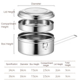 304 Stainless Steel Round Lunch Box, 14cm Single Layer, 16cm Single Layer, 14cm Double Layer, 16cm Double Layer