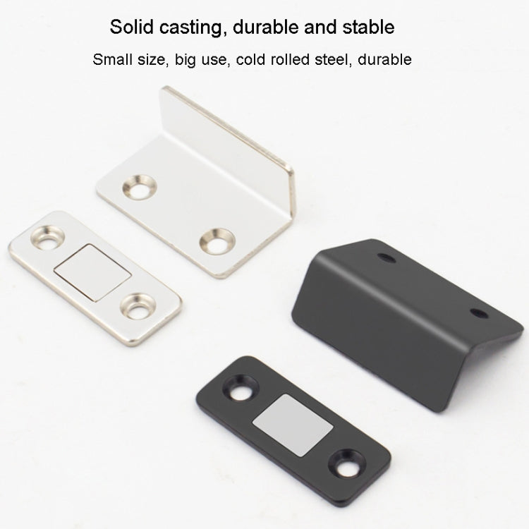 90 Degree No-Punch Invisible Door Suction Thin Section Wardrobe Sliding Door Magnetic Suction, Silver, Black