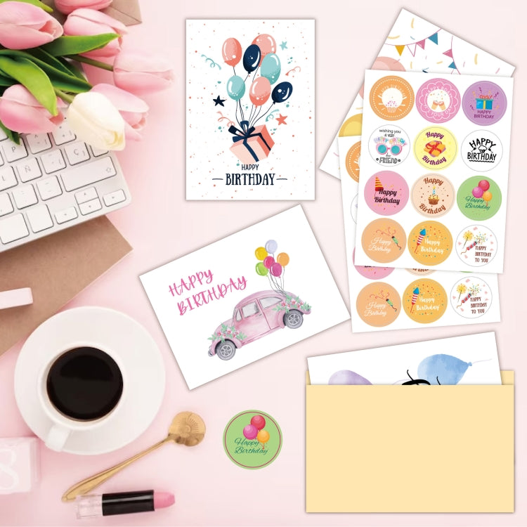 24pcs /Set Happy Birthday Greeting Card With Envelopes And Stickers Set, 24pcs /Set
