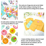 24pcs /Set Happy Birthday Greeting Card With Envelopes And Stickers Set, 24pcs /Set