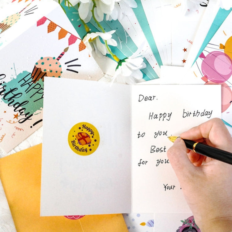 24pcs /Set Happy Birthday Greeting Card With Envelopes And Stickers Set, 24pcs /Set