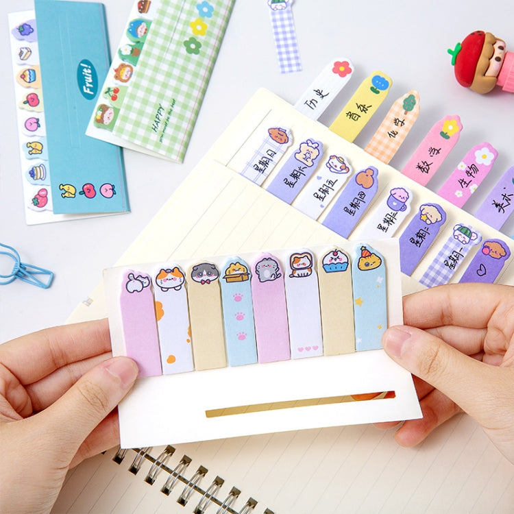 120sheets /Set Kawaii Sticky Tab Note Page Marker Writable and Repositionable File Flags, Dog, Fruit, Girl, Flower, Bear, Cat