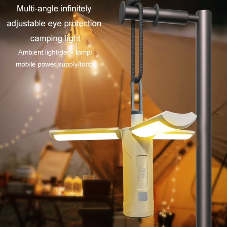 M26 Foldable Handheld Lamp Portable Triple Leaf Hook Outdoor Flashlight Multi-Functional Camping Light, 3500mAh