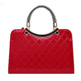 Large capacity PU Leather Diamond Pattern Ladies Handbag with Hanging Ornaments