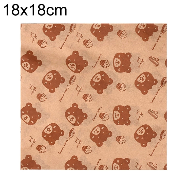100sheets /Pack Bear Pattern Greaseproof Paper Baking Wrapping Paper Food Basket Liners Paper, 15x15cm, 18x18cm, 20x20cm, 22x22cm, 25x25cm, 20x30cm, 30x30cm, 30x40cm