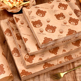 100sheets /Pack Bear Pattern Greaseproof Paper Baking Wrapping Paper Food Basket Liners Paper, 15x15cm, 18x18cm, 20x20cm, 22x22cm, 25x25cm, 20x30cm, 30x30cm, 30x40cm