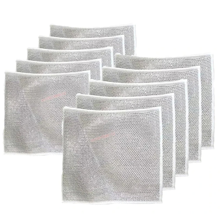20x20cm Double-sided Silver Wire Wipes Dish Towel Household Cleaning Degreasing Steel Wire, 10pcs Single Layer, 10pcs Double Layer