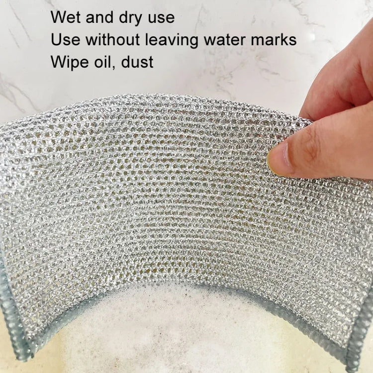 20x20cm Double-sided Silver Wire Wipes Dish Towel Household Cleaning Degreasing Steel Wire, 10pcs Single Layer, 10pcs Double Layer