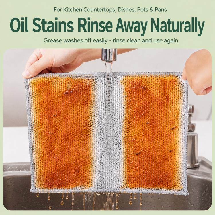 20 x 20cm Silver Wire Wipes Dish Towel Household Cleaning Degreasing Steel Wire, 10pcs Single Layer, 10pcs Double Layer