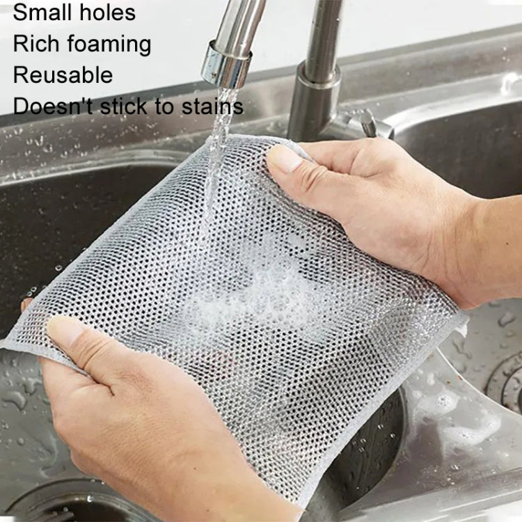 20x20cm Double-sided Silver Wire Wipes Dish Towel Household Cleaning Degreasing Steel Wire, 10pcs Single Layer, 10pcs Double Layer