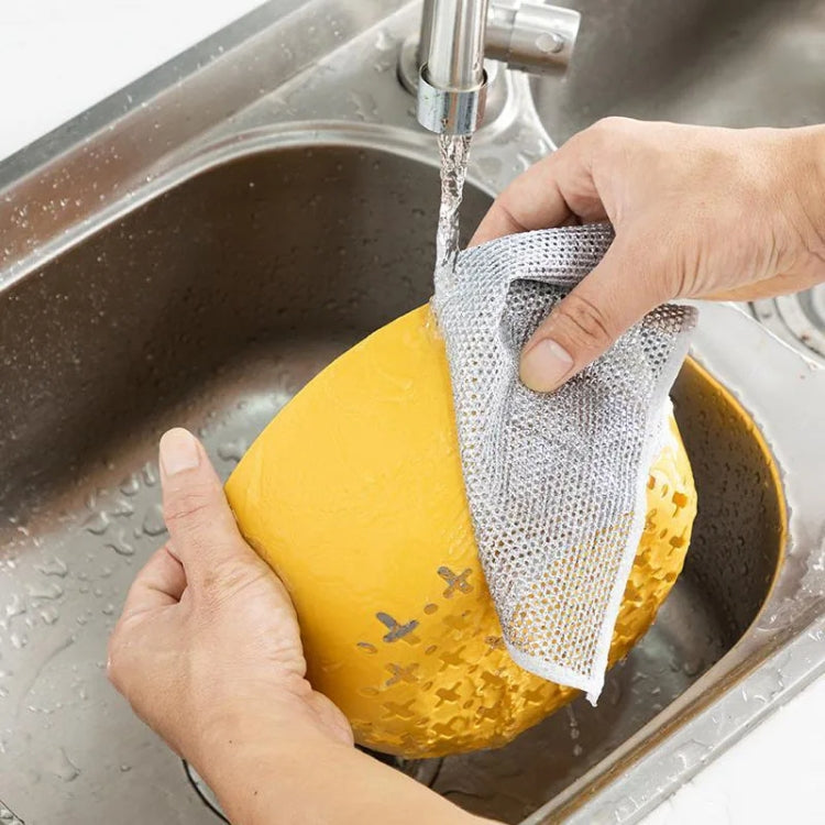 20x20cm Double-sided Silver Wire Wipes Dish Towel Household Cleaning Degreasing Steel Wire, 10pcs Single Layer, 10pcs Double Layer