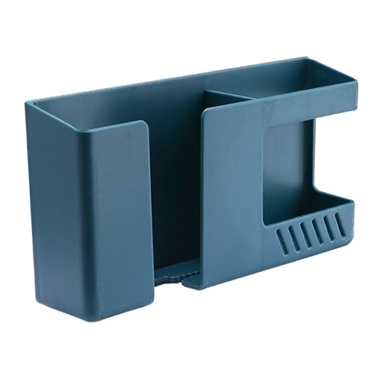 Double Grid Wall-Mounted Storage Box Remote Control Sundries Organizer Mobile Phone Charging Holder, Double Blue