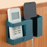 Double Grid Wall-Mounted Storage Box Remote Control Sundries Organizer Mobile Phone Charging Holder, Double Blue