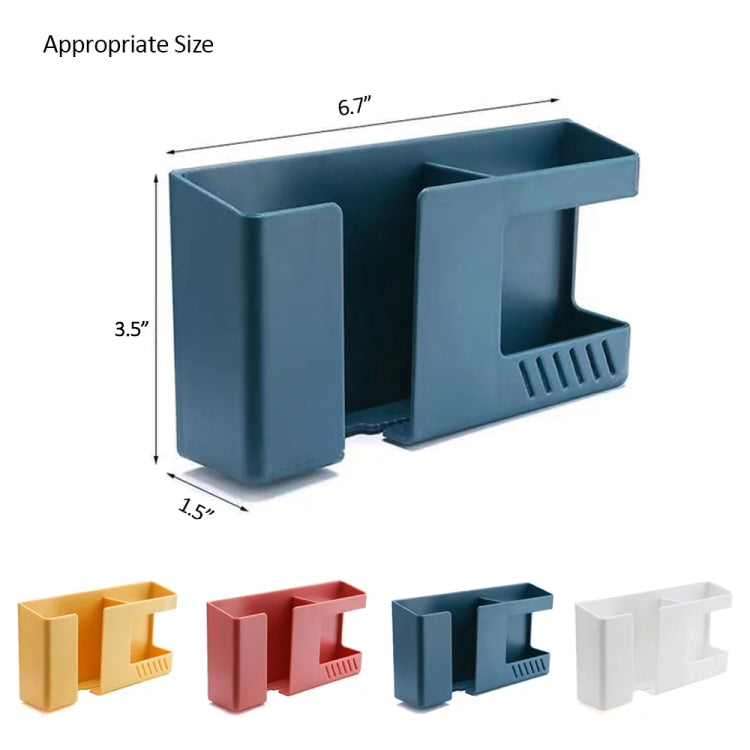 Double Grid Wall-Mounted Storage Box Remote Control Sundries Organizer Mobile Phone Charging Holder, Double Blue
