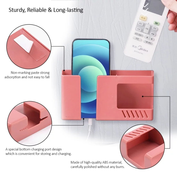 Double Grid Wall-Mounted Storage Box Remote Control Sundries Organizer Mobile Phone Charging Holder, Double Blue