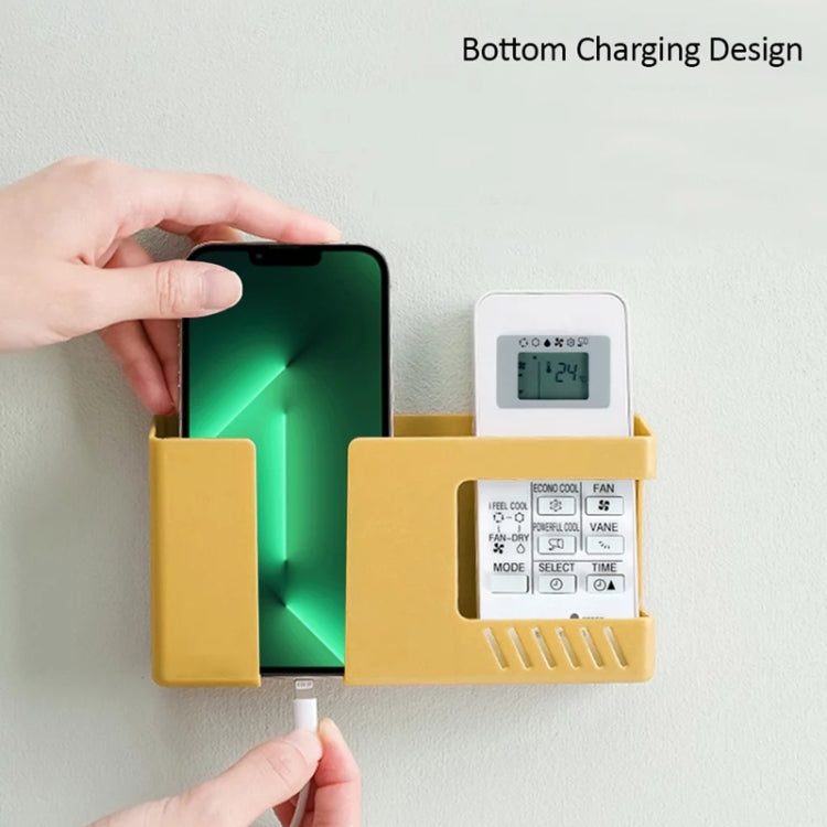 Double Grid Wall-Mounted Storage Box Remote Control Sundries Organizer Mobile Phone Charging Holder, Double Blue