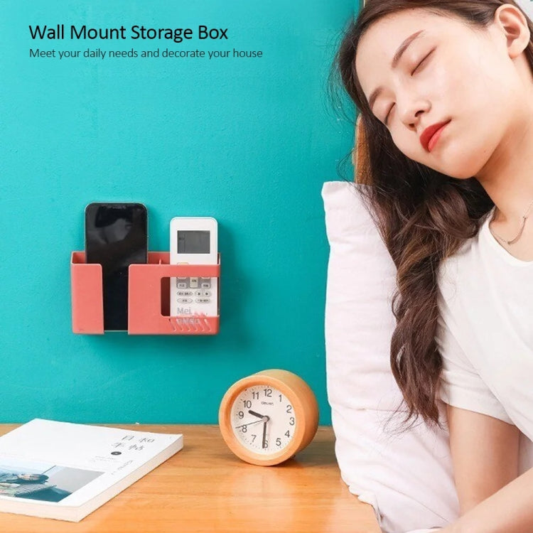 Double Grid Wall-Mounted Storage Box Remote Control Sundries Organizer Mobile Phone Charging Holder, Double Blue