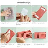 Double Grid Wall-Mounted Storage Box Remote Control Sundries Organizer Mobile Phone Charging Holder, Double Blue