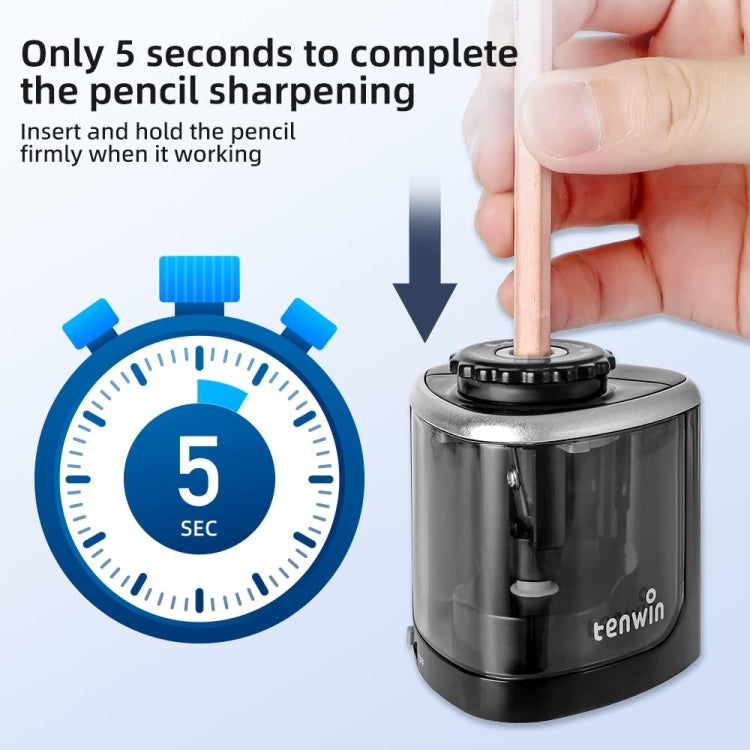 TENWIN Electrical Pencil Sharpener Student Stationery Semi-Automatic Sharpeners Battery Model