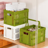 Stacking Folding Storage Baskets Home Kitchen Storage Bin Organizer With Handle, 24.4 x 18 x 1.4cm