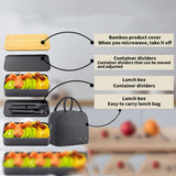 1200ml Portable Compartment Insulated Double Layer Lunch Box Microwavable Plastic Food Container, Without  Insulation Bag Black, Without Insulation Bag White, With Insulation Bag Black, With Insulation Bag White