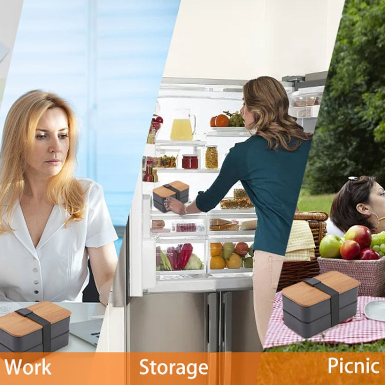 1200ml Portable Compartment Insulated Double Layer Lunch Box Microwavable Plastic Food Container, Without  Insulation Bag Black, Without Insulation Bag White, With Insulation Bag Black, With Insulation Bag White