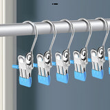 5pcs /Pack Stainless Steel Flat Clip With Hook Anti-Scratch Catch Laundry Drying Holder