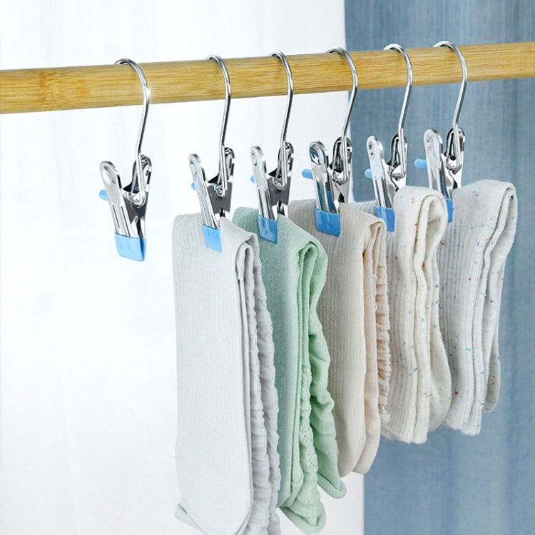5pcs /Pack Stainless Steel Flat Clip With Hook Anti-Scratch Catch Laundry Drying Holder