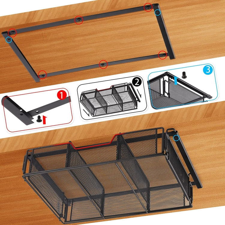 Under Desk Drawer Storage Organizer Desk Hidden Tray for Office Home, Hidden Tray