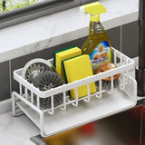Kitchen Sink Multifunctional Drain Rack Sponge Rag Storage Shelf, Gray, Black, White, With Pole Gray, With Pole Black, With Pole White