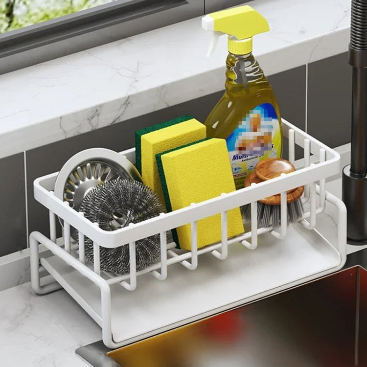 Kitchen Sink Multifunctional Drain Rack Sponge Rag Storage Shelf, Gray, Black, White, With Pole Gray, With Pole Black, With Pole White