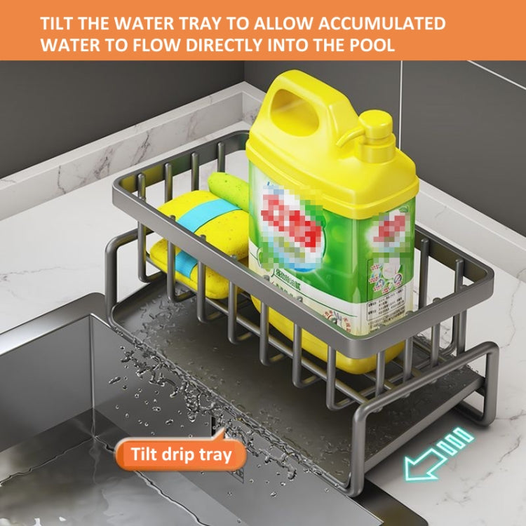 Kitchen Sink Multifunctional Drain Rack Sponge Rag Storage Shelf, Gray, Black, White, With Pole Gray, With Pole Black, With Pole White