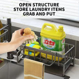 Kitchen Sink Multifunctional Drain Rack Sponge Rag Storage Shelf, Gray, Black, White, With Pole Gray, With Pole Black, With Pole White