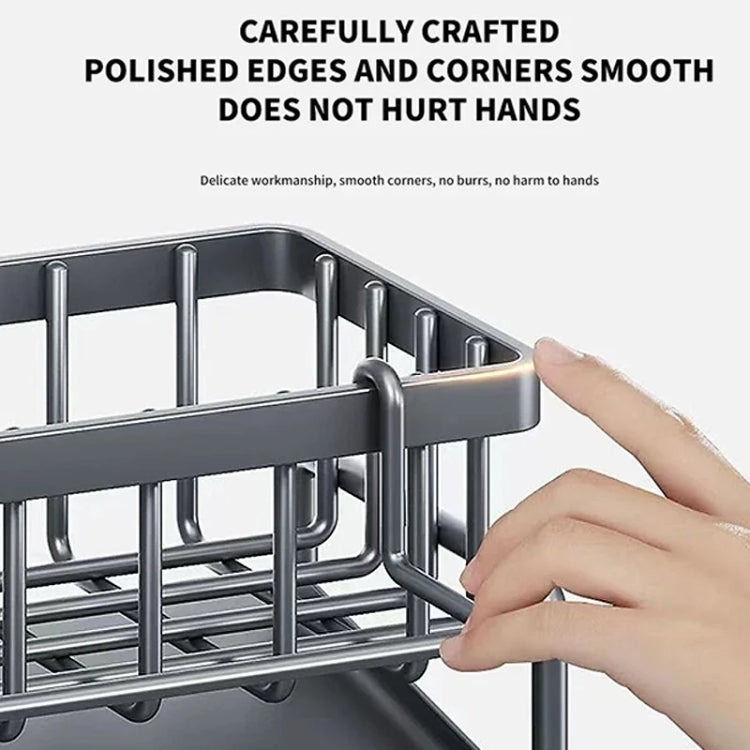 Kitchen Sink Multifunctional Drain Rack Sponge Rag Storage Shelf, Gray, Black, White, With Pole Gray, With Pole Black, With Pole White