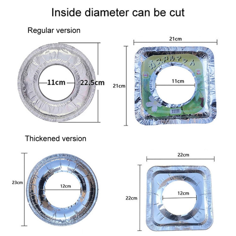 10pcs /Pack Gas Stove Oil-Proof Pad Cooktop Tinfoil Circle Kitchen Aluminum Foil Cleaning Mat, Round, Square, Thickened Round, Thickened Square