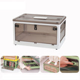 Folding Plastic Storage Box Stackable Storage Organizer with Wheels, White 37 x 26.5 x 22 cm, Yellow 37 x 26.5 x 22 cm, Green 37 x 26.5 x 22 cm, White Wooden Lid 37 x 26.5 x 22 cm, Yellow Wooden Lid 37 x 26.5 x 22 cm                               ...