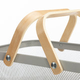 Wooden Handle Mesh Basket Snack Fruit Storage Basket, Square